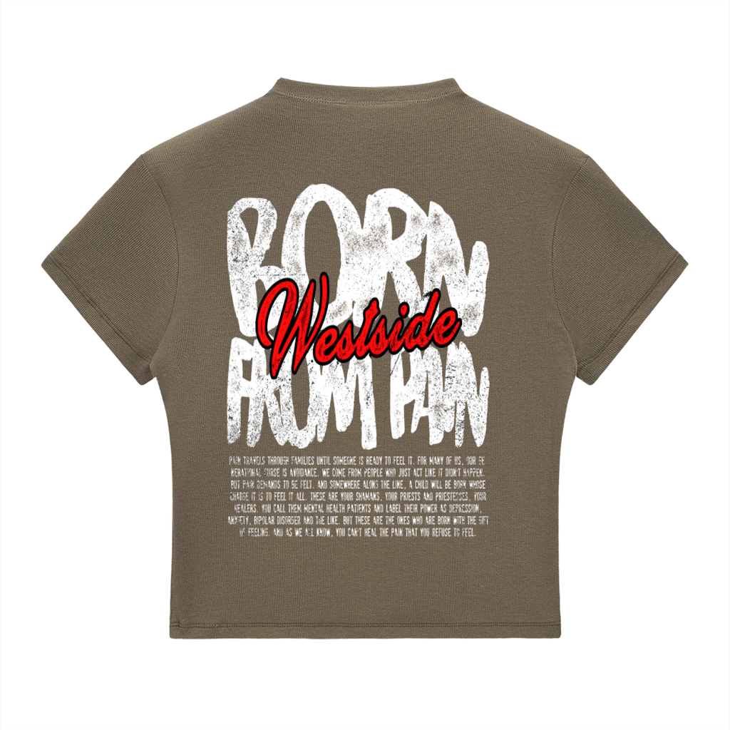 Slim Fit Mock Neck "BORN FROM PAIN" T-Shirt