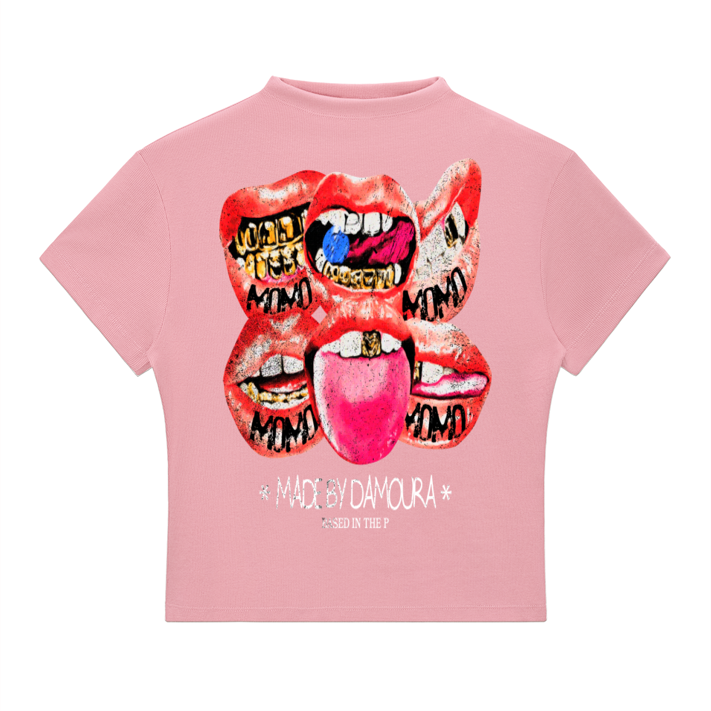 Slim Fit Mock Neck "BORN FROM PAIN" T-Shirt