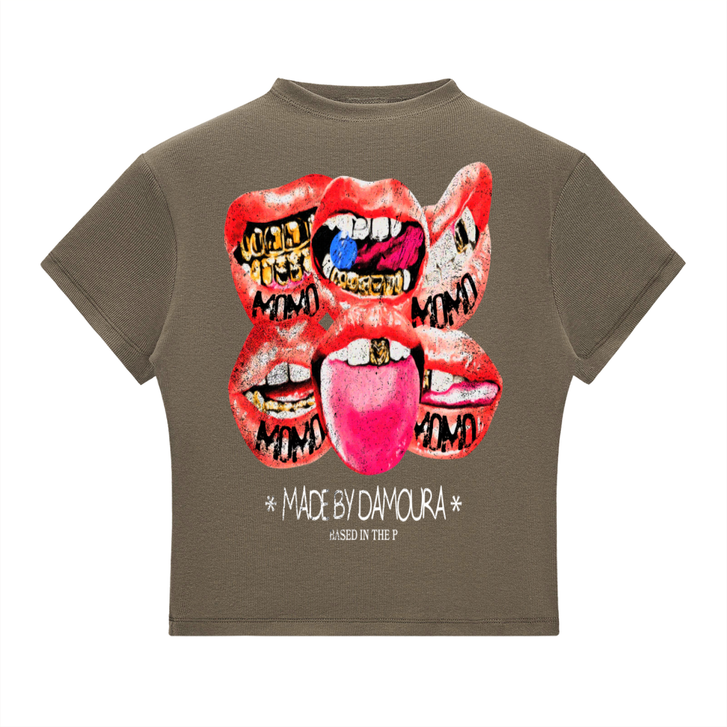 Slim Fit Mock Neck "BORN FROM PAIN" T-Shirt