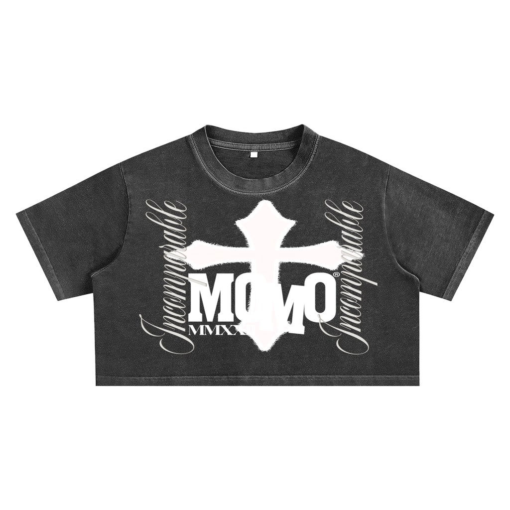 Snow Washed “ MOMO” Crop Top