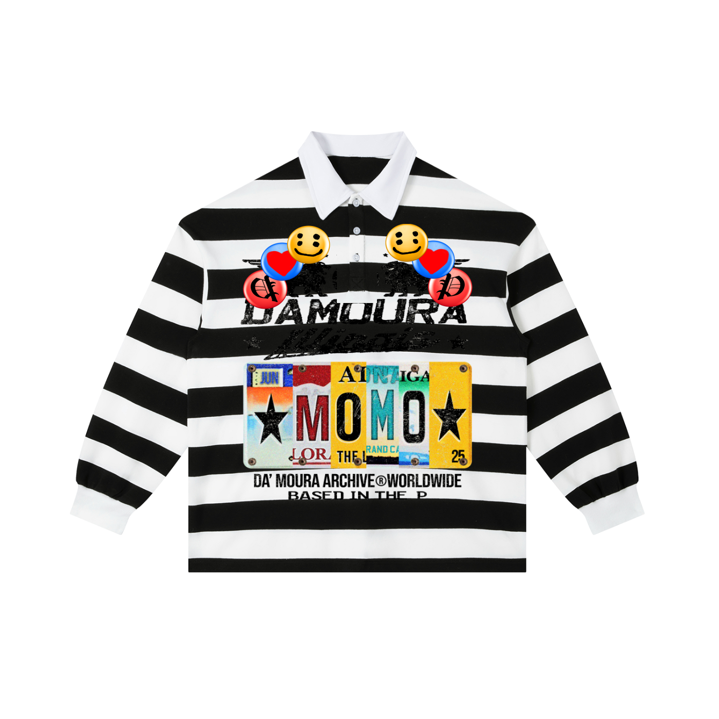 "DA'MOURA X MOMO" Stripe Polo Shirt