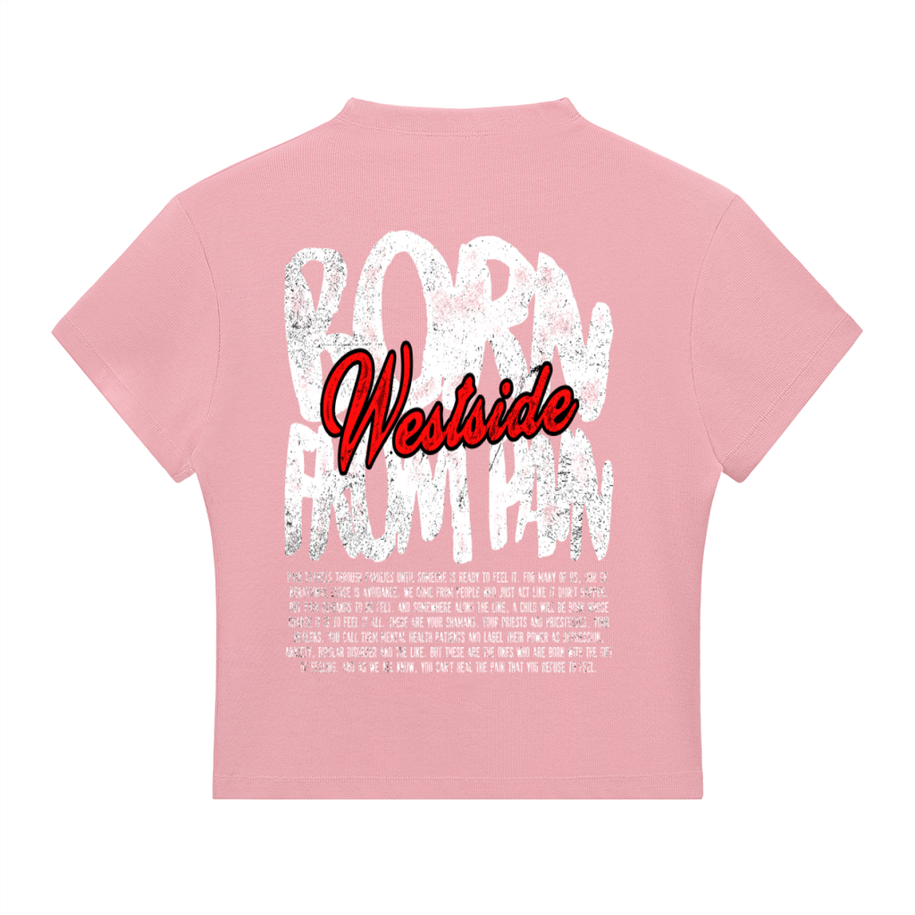 Slim Fit Mock Neck "BORN FROM PAIN" T-Shirt