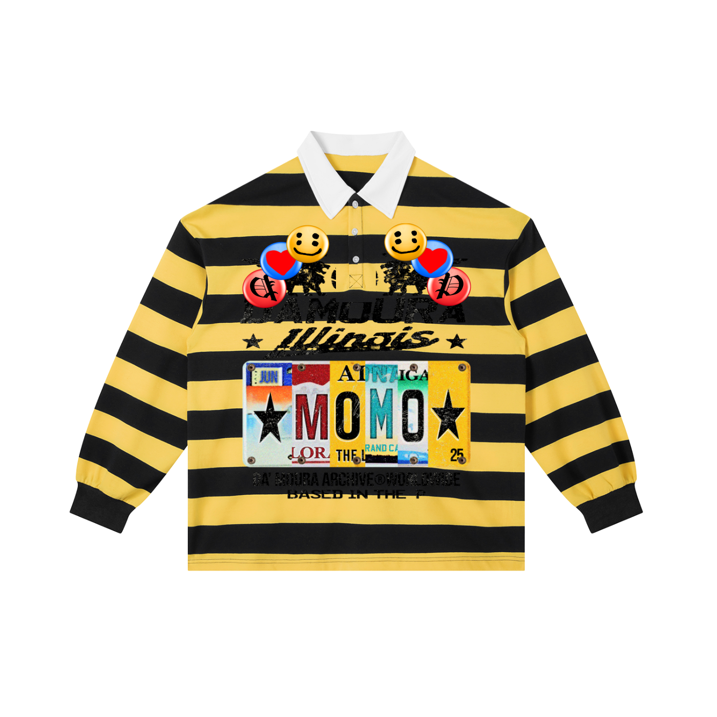 "DA'MOURA X MOMO" Stripe Polo Shirt