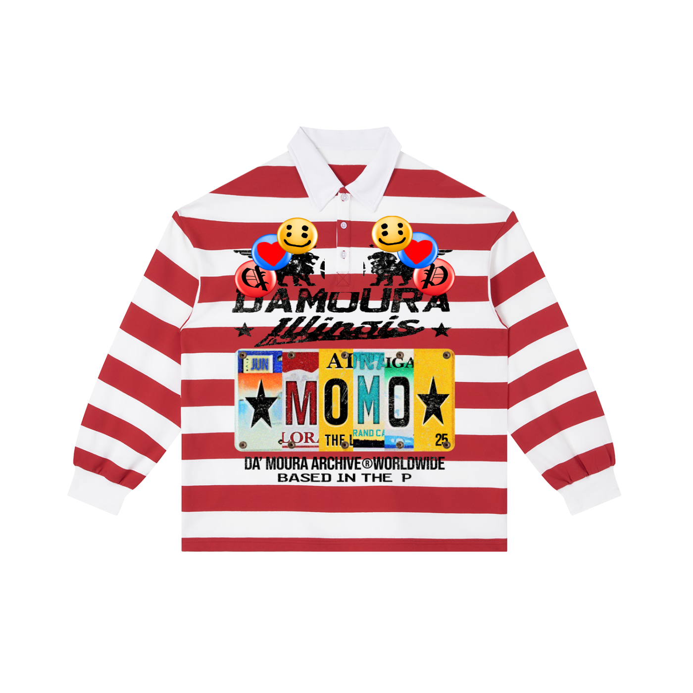 "DA'MOURA X MOMO" Stripe Polo Shirt