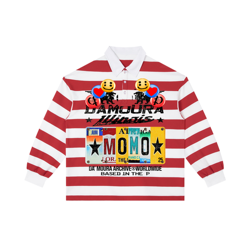 "DA'MOURA X MOMO" Stripe Polo Shirt