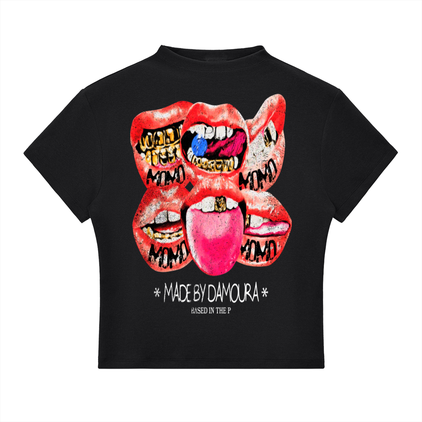 Slim Fit Mock Neck "BORN FROM PAIN" T-Shirt